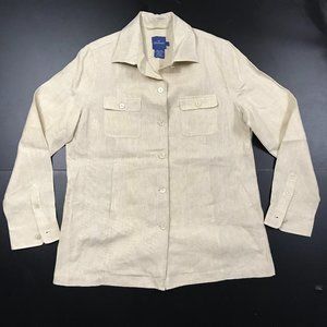 FACONNABLE NATURAL 100% LINEN PLAID THIN JACKET